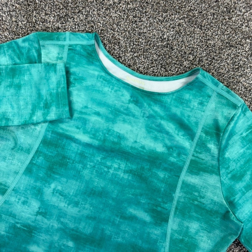 Simms SolarFlex Fishing‎ Shirt Womens Medium Teal Green Long Sleeve Performance